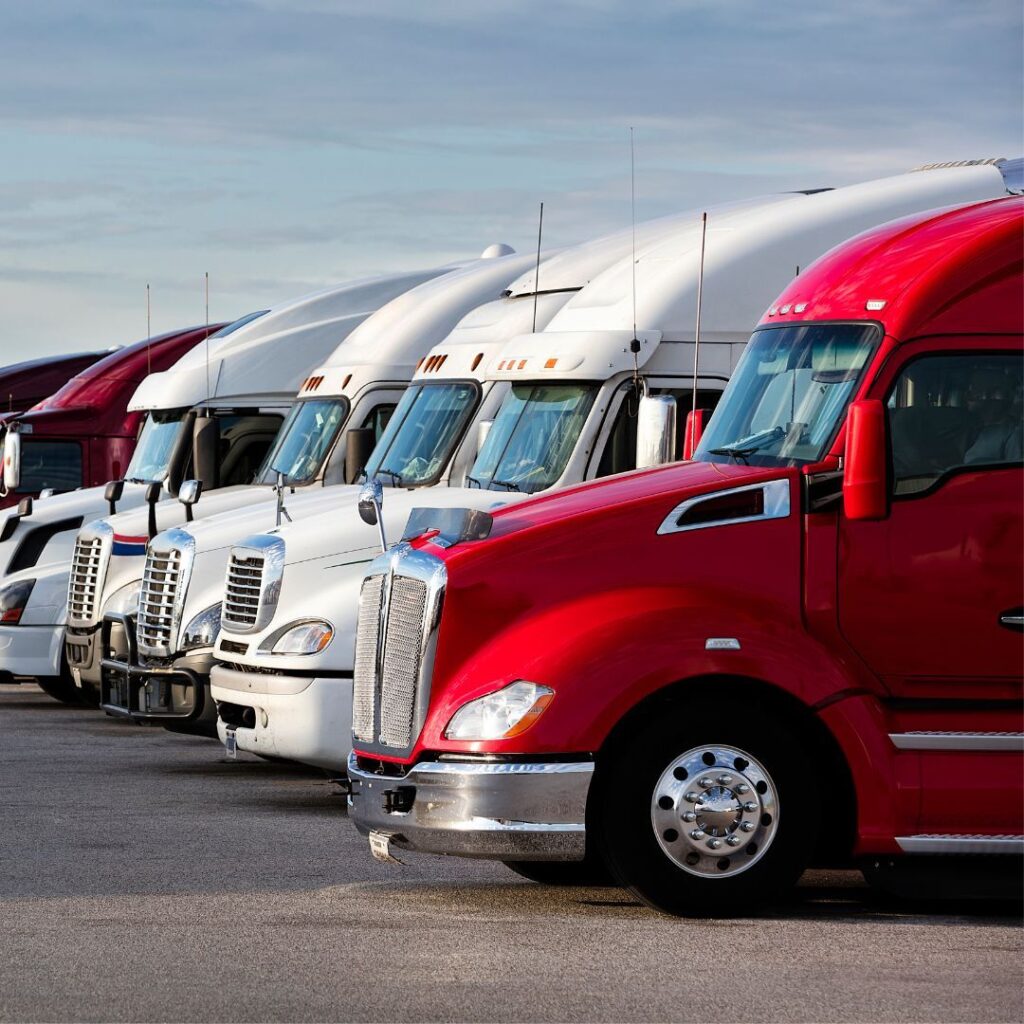 row of trucks