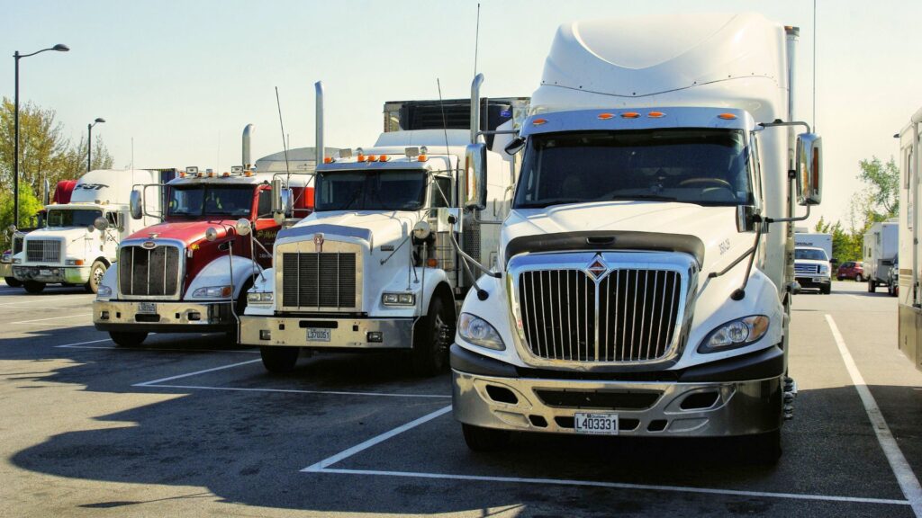 row of trucks