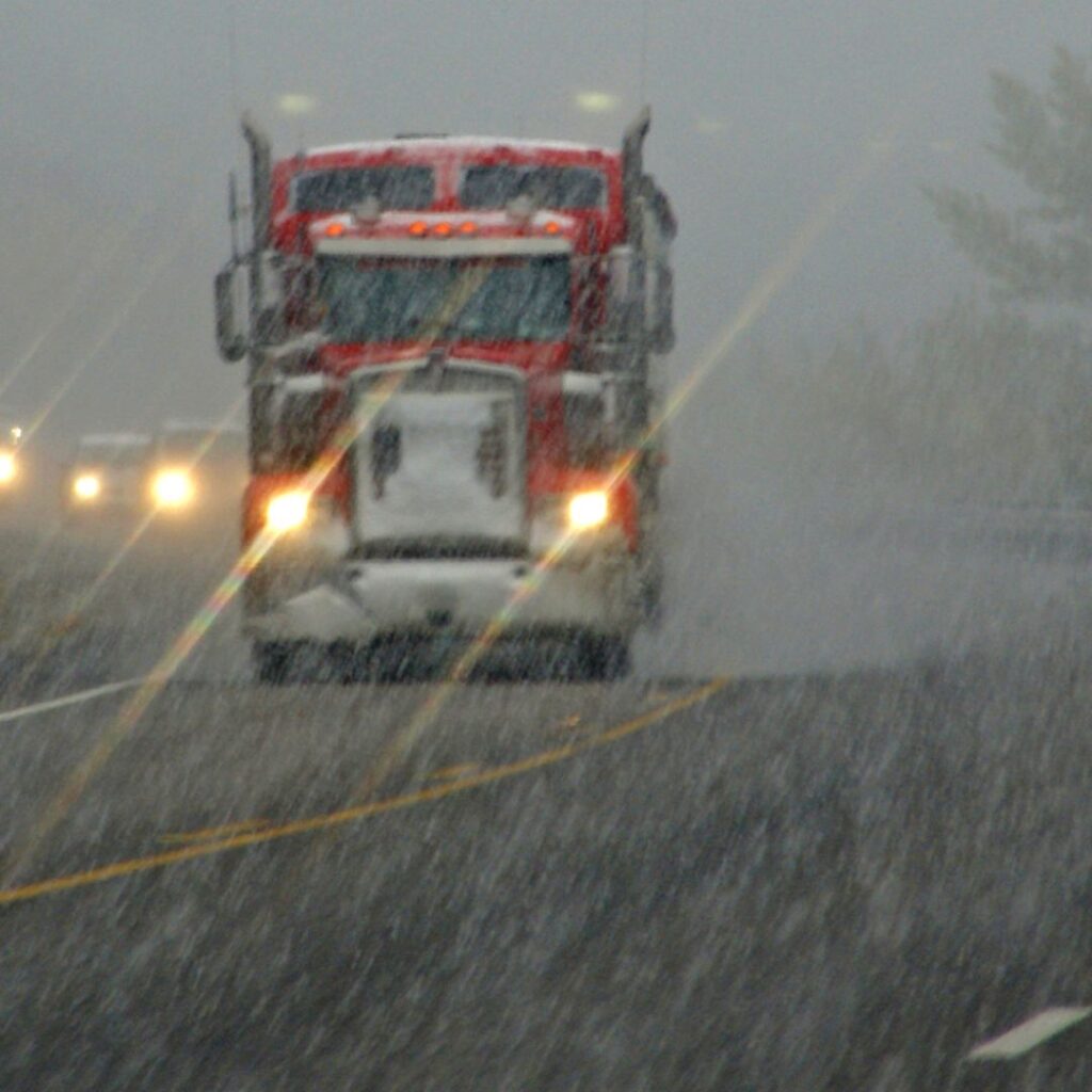 semi truck in weather